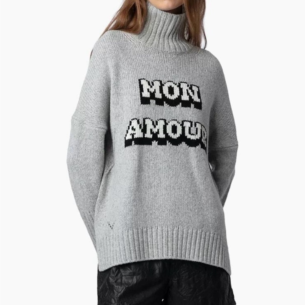 Zadig & Voltaire Alma Mon Amour Merino Wool Turtleneck Sweater, Sz L